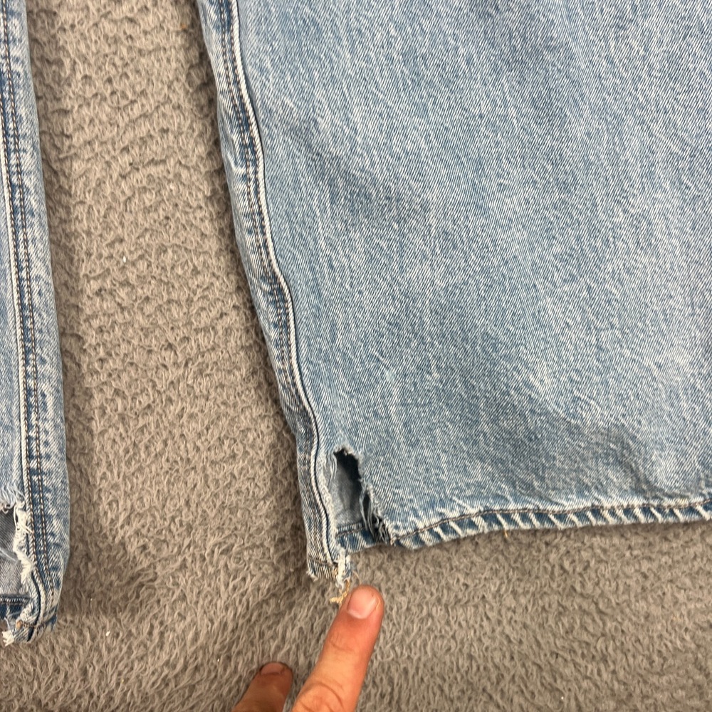 American Eagle Super High Rise Baggy Wide Leg Jeans Womens 8 Blue Distressed - Picture 16 of 16
